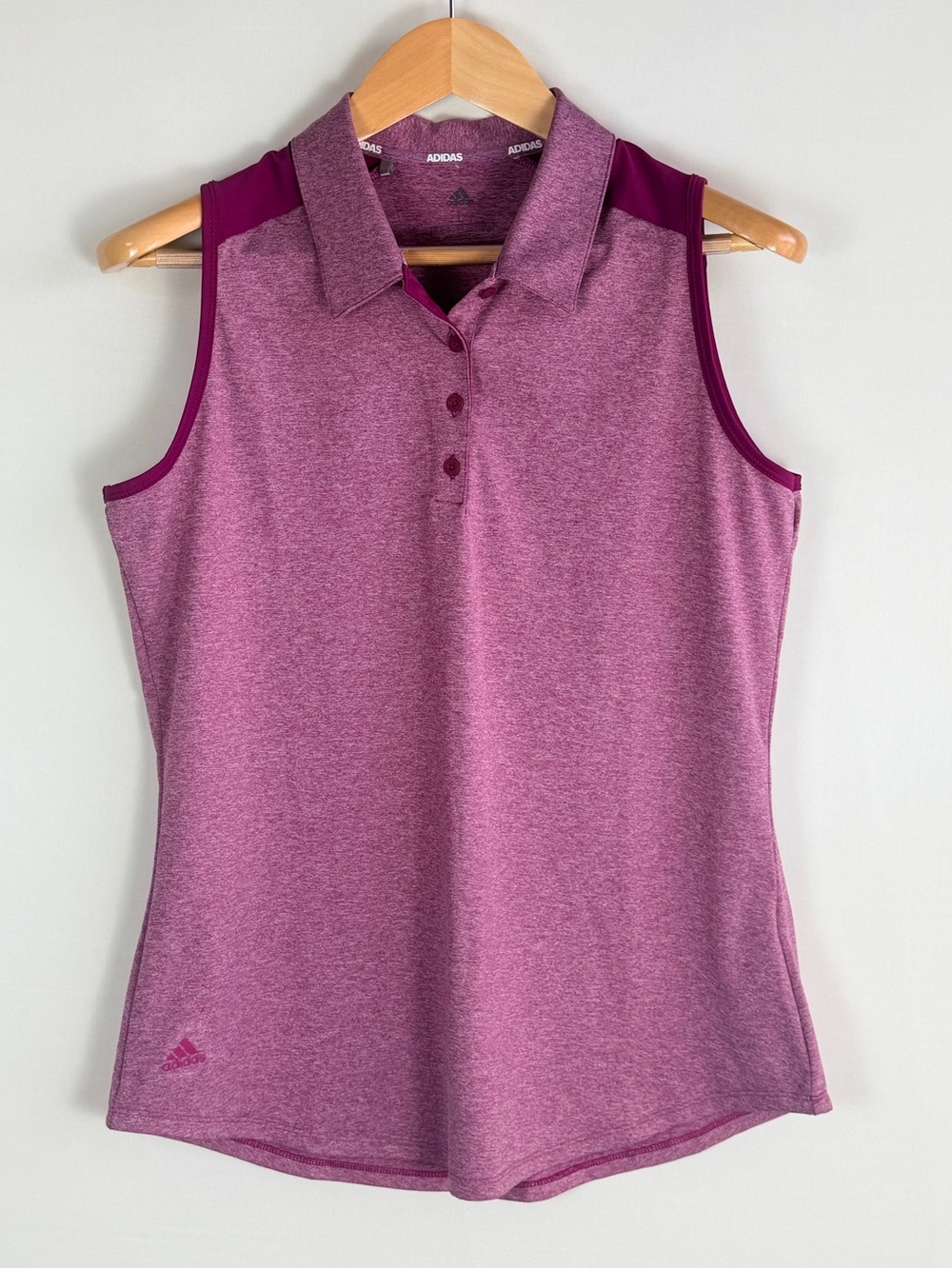 Adidas Sleeveless Golf Polo Shirt Heathered Mauve Women’s Large